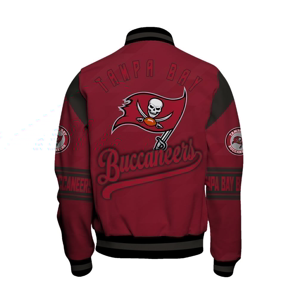 Tampa Bay Buccaneers American Football League Pattern Varsity Jacket SH1 V2 - Famjoys Tampa Bay Buccaneers American Football League Pattern Varsity Jacket SH1 V2 - Famjoys