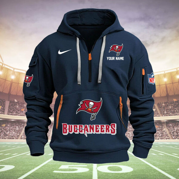 Tampa Bay Buccaneers New Personalized Quarter Zip Hoodie AZBTQZH000007 - Famjoys Tampa Bay Buccaneers New Personalized Quarter Zip Hoodie AZBTQZH000007 - Famjoys