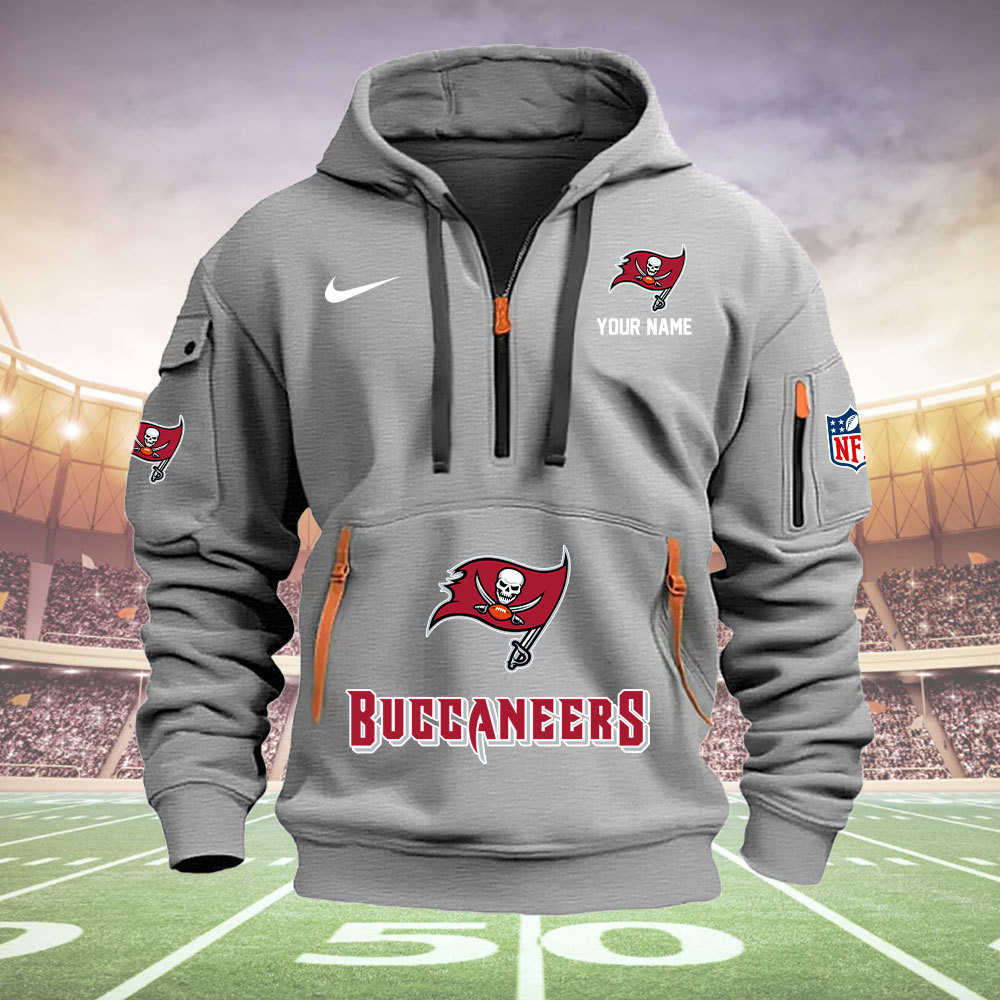 Tampa Bay Buccaneers New Personalized Quarter Zip Hoodie AZBTQZH000007 - Famjoys Tampa Bay Buccaneers New Personalized Quarter Zip Hoodie AZBTQZH000007 - Famjoys