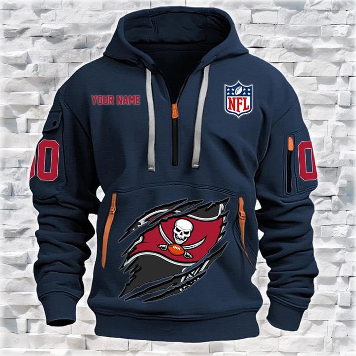 Tampa Bay Buccaneers New Personalized Quarter Zip Hoodie AZBTQZH000074 - Famjoys Tampa Bay Buccaneers New Personalized Quarter Zip Hoodie AZBTQZH000074 - Famjoys