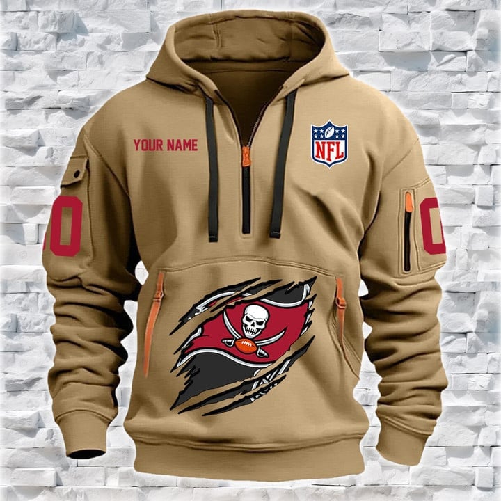 Tampa Bay Buccaneers New Personalized Quarter Zip Hoodie AZBTQZH000074 - Famjoys Tampa Bay Buccaneers New Personalized Quarter Zip Hoodie AZBTQZH000074 - Famjoys