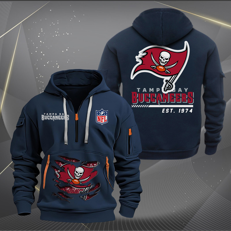 Tampa Bay Buccaneers New Personalized Quarter Zip Hoodie AZBTQZH000124 - Famjoys Tampa Bay Buccaneers New Personalized Quarter Zip Hoodie AZBTQZH000124 - Famjoys