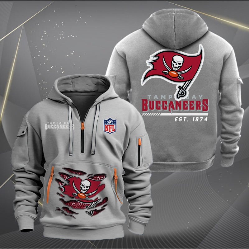 Tampa Bay Buccaneers New Personalized Quarter Zip Hoodie AZBTQZH000124 - Famjoys Tampa Bay Buccaneers New Personalized Quarter Zip Hoodie AZBTQZH000124 - Famjoys