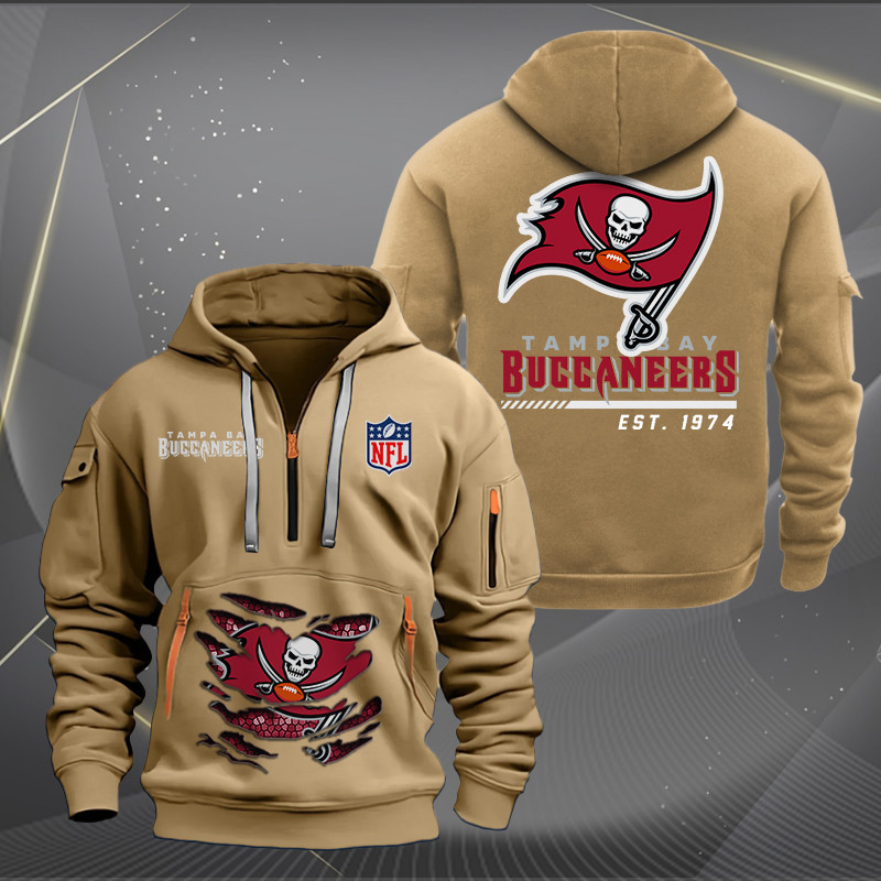 Tampa Bay Buccaneers New Personalized Quarter Zip Hoodie AZBTQZH000124 - Famjoys Tampa Bay Buccaneers New Personalized Quarter Zip Hoodie AZBTQZH000124 - Famjoys