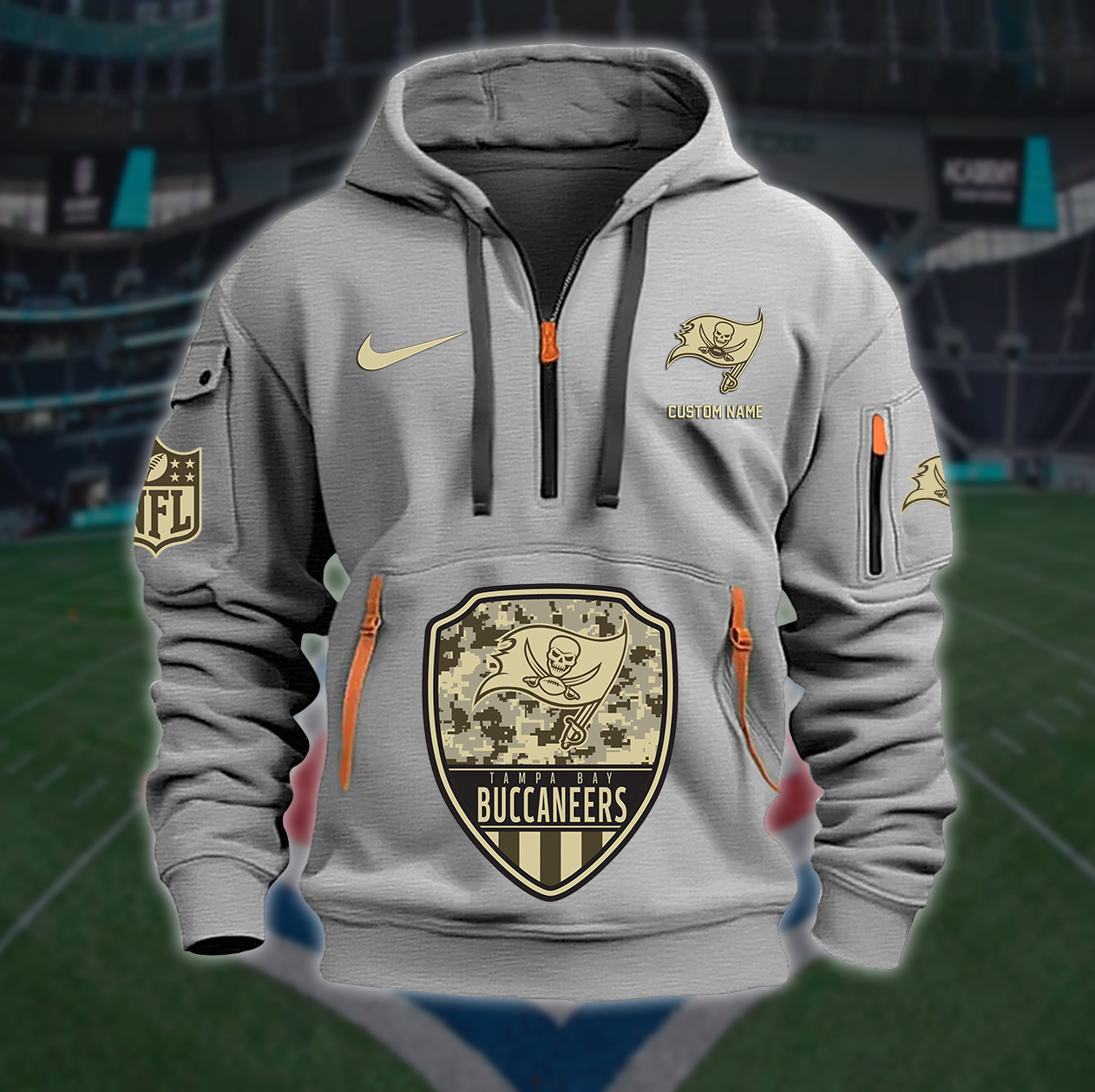 Tampa Bay Buccaneers New Personalized Quarter Zip Hoodie AZBTQZH000204 - Famjoys Tampa Bay Buccaneers New Personalized Quarter Zip Hoodie AZBTQZH000204 - Famjoys