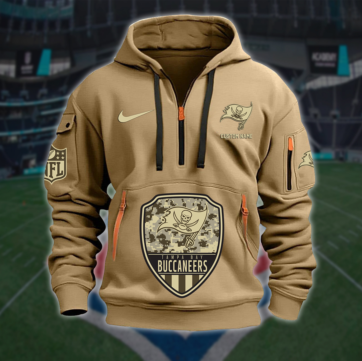 Tampa Bay Buccaneers New Personalized Quarter Zip Hoodie AZBTQZH000204 - Famjoys Tampa Bay Buccaneers New Personalized Quarter Zip Hoodie AZBTQZH000204 - Famjoys
