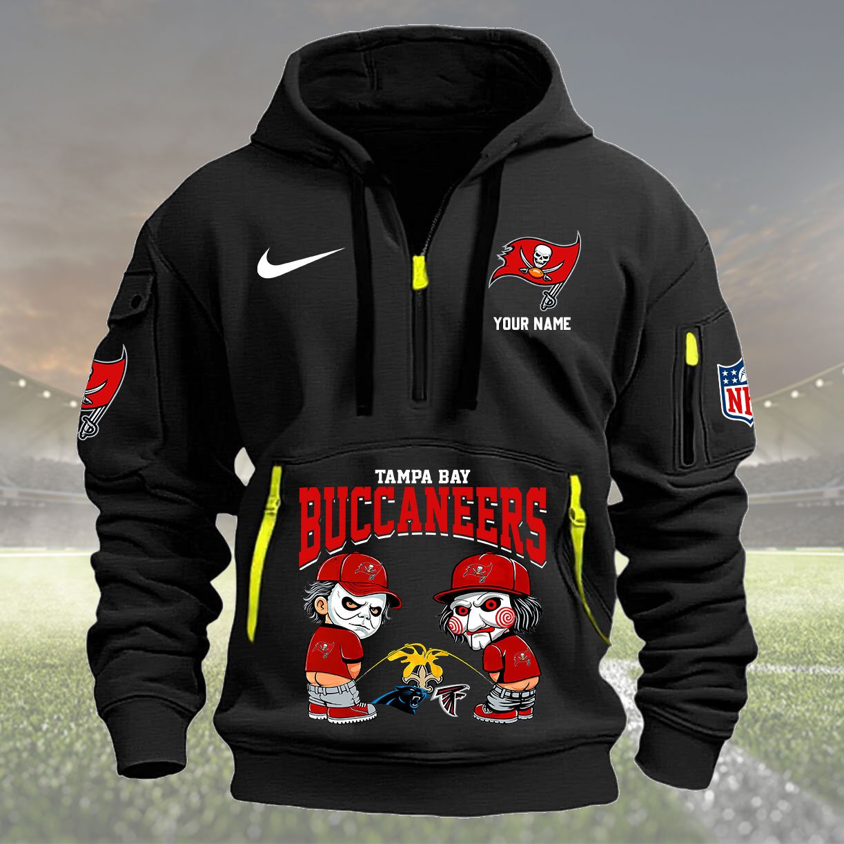 Tampa Bay Buccaneers Personalized Quarter Zip Hoodie New Collection AZBTQZH000272 - Famjoys Tampa Bay Buccaneers Personalized Quarter Zip Hoodie New Collection AZBTQZH000272 - Famjoys