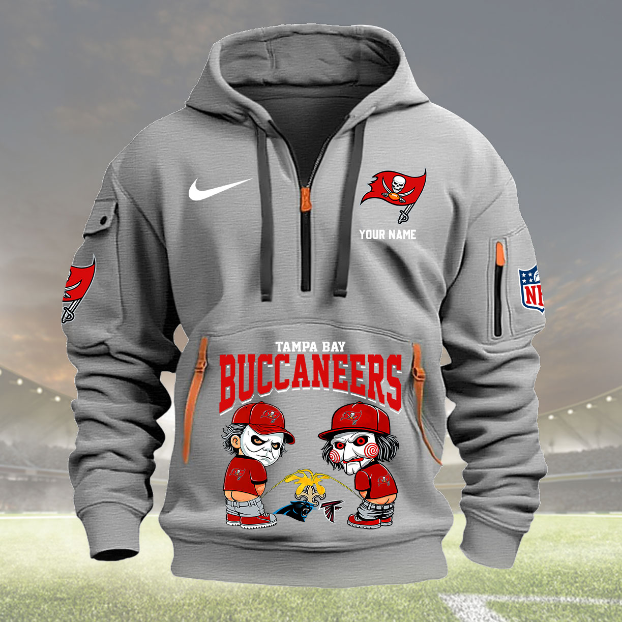 Tampa Bay Buccaneers Personalized Quarter Zip Hoodie New Collection AZBTQZH000272 - Famjoys Tampa Bay Buccaneers Personalized Quarter Zip Hoodie New Collection AZBTQZH000272 - Famjoys