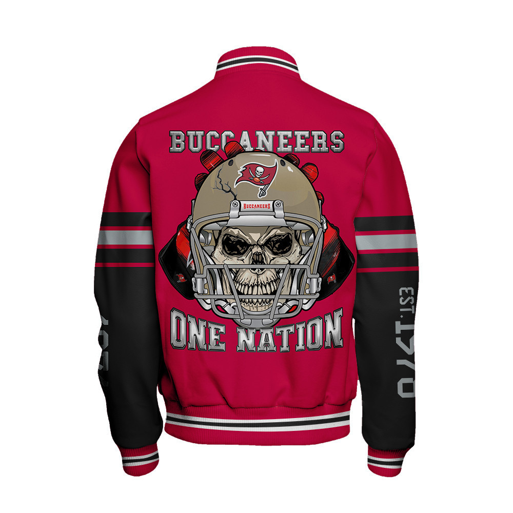 Tampa Bay Buccaneers Skull And Gloves Pattern Varsity Jacket