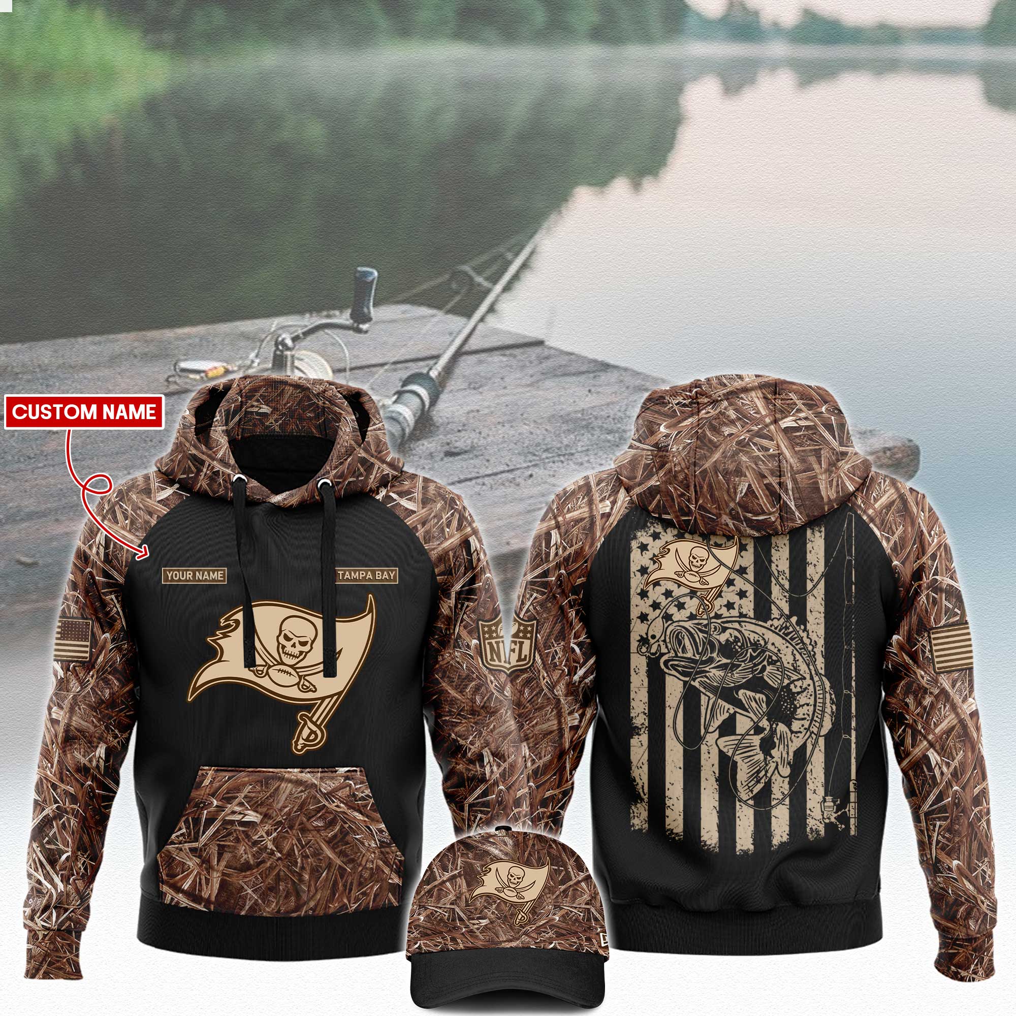 Tampa Bay Buccaneers x Fishing Hoodie V3 - Famjoys Tampa Bay Buccaneers x Fishing Hoodie V3 - Famjoys