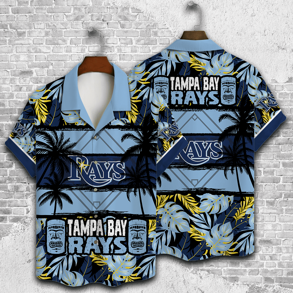 Tampa Bay Rays Palm Tree AOP Hawaiian Shirt V29 - Famjoys Tampa Bay Rays Palm Tree AOP Hawaiian Shirt V29 - Famjoys