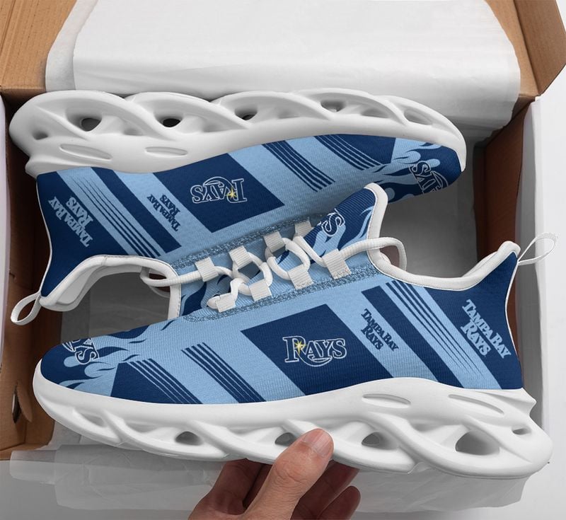 Tampa Bay Rays Stripe and Fire Pattern Max Soul Shoes NEW019659 - Famjoys Tampa Bay Rays Stripe and Fire Pattern Max Soul Shoes NEW019659 - Famjoys