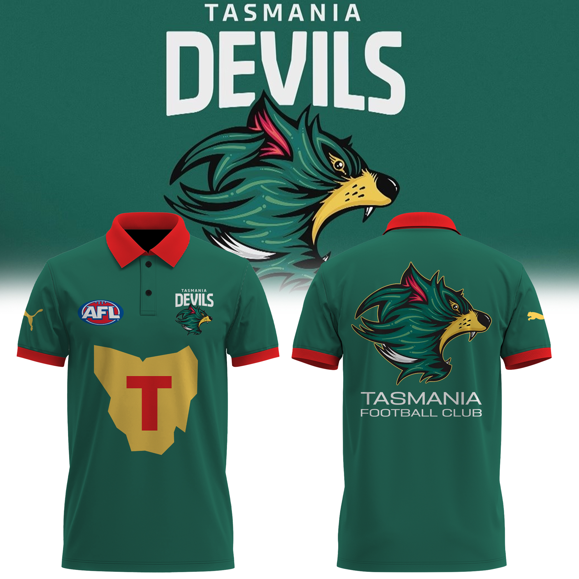 Tasmania Devils AFL – Polo Shirt 2024 - Famjoys Tasmania Devils AFL – Polo Shirt 2024 - Famjoys