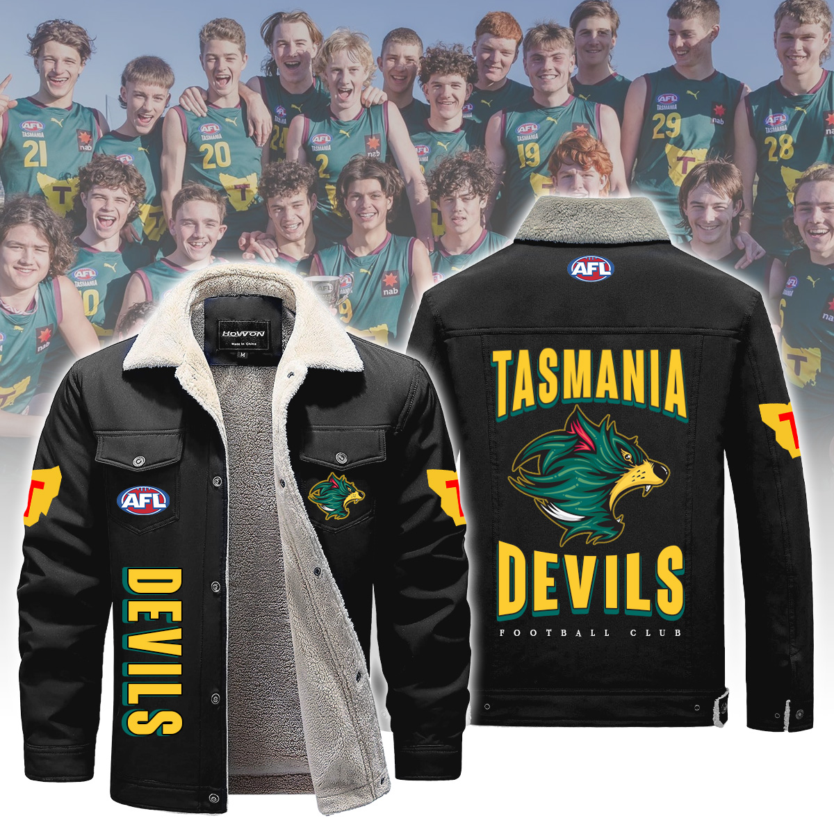 Tasmania Devils AFL Fleece Casual - Famjoys Tasmania Devils AFL Fleece Casual - Famjoys