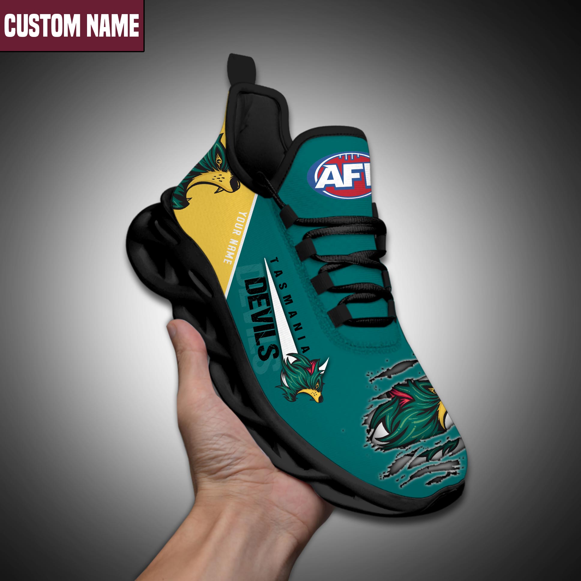 Tasmania Devils AFL Sneakers Custom Shoes - Famjoys Tasmania Devils AFL Sneakers Custom Shoes - Famjoys