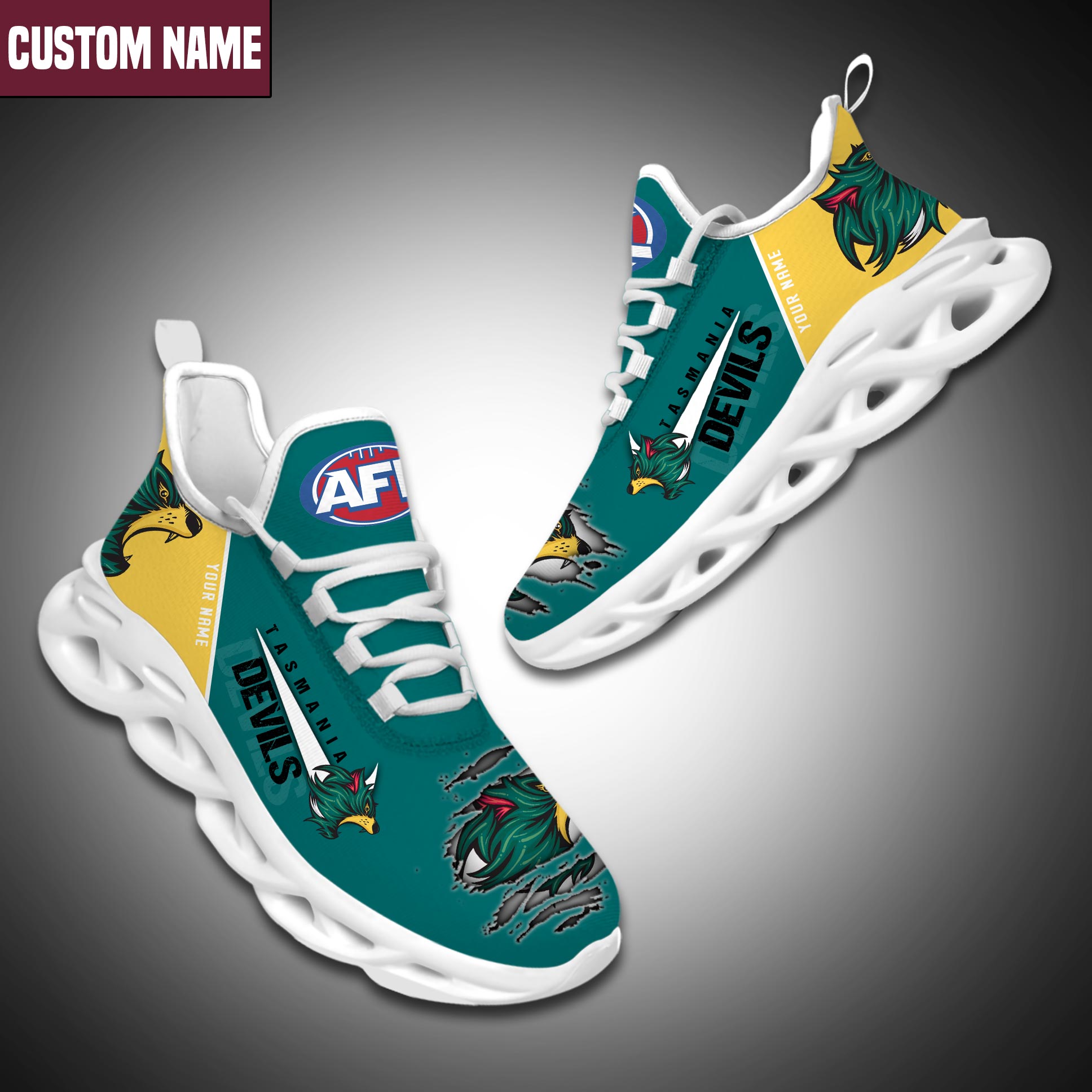 Tasmania Devils AFL Sneakers Custom Shoes - Famjoys Tasmania Devils AFL Sneakers Custom Shoes - Famjoys