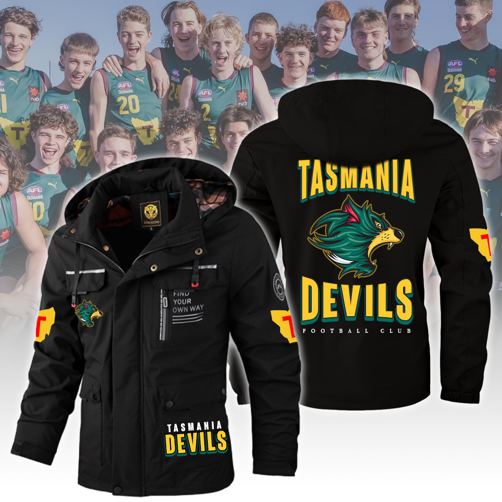 Tasmania Devils AFL Windbreaker Jacket - Famjoys Tasmania Devils AFL Windbreaker Jacket - Famjoys
