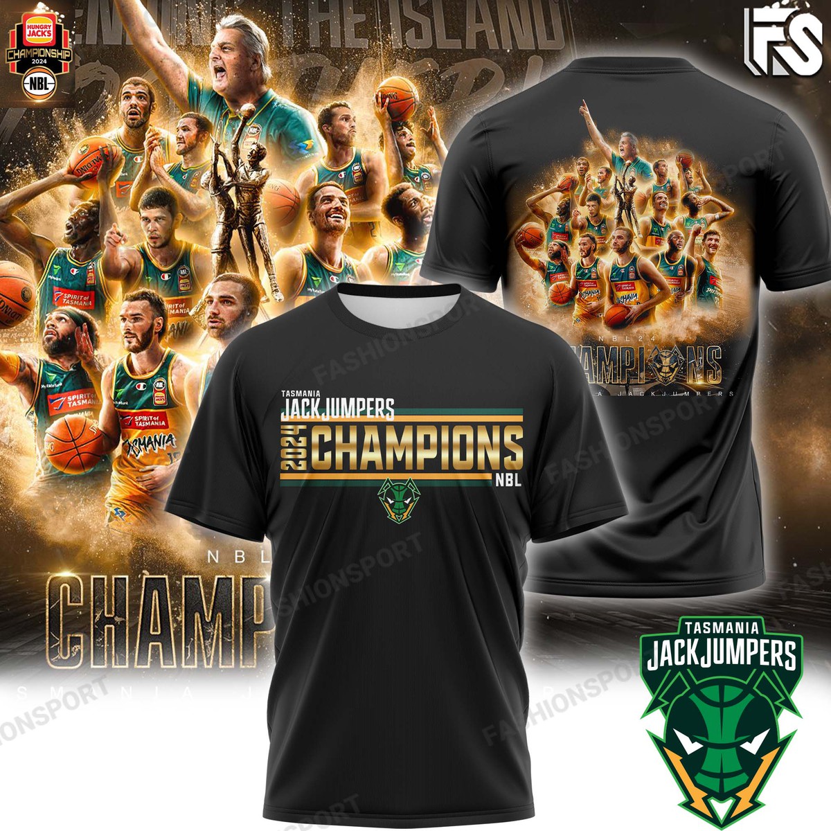 Tasmania JackJumpers champion T-Shirt - Famjoys Tasmania JackJumpers champion T-Shirt - Famjoys
