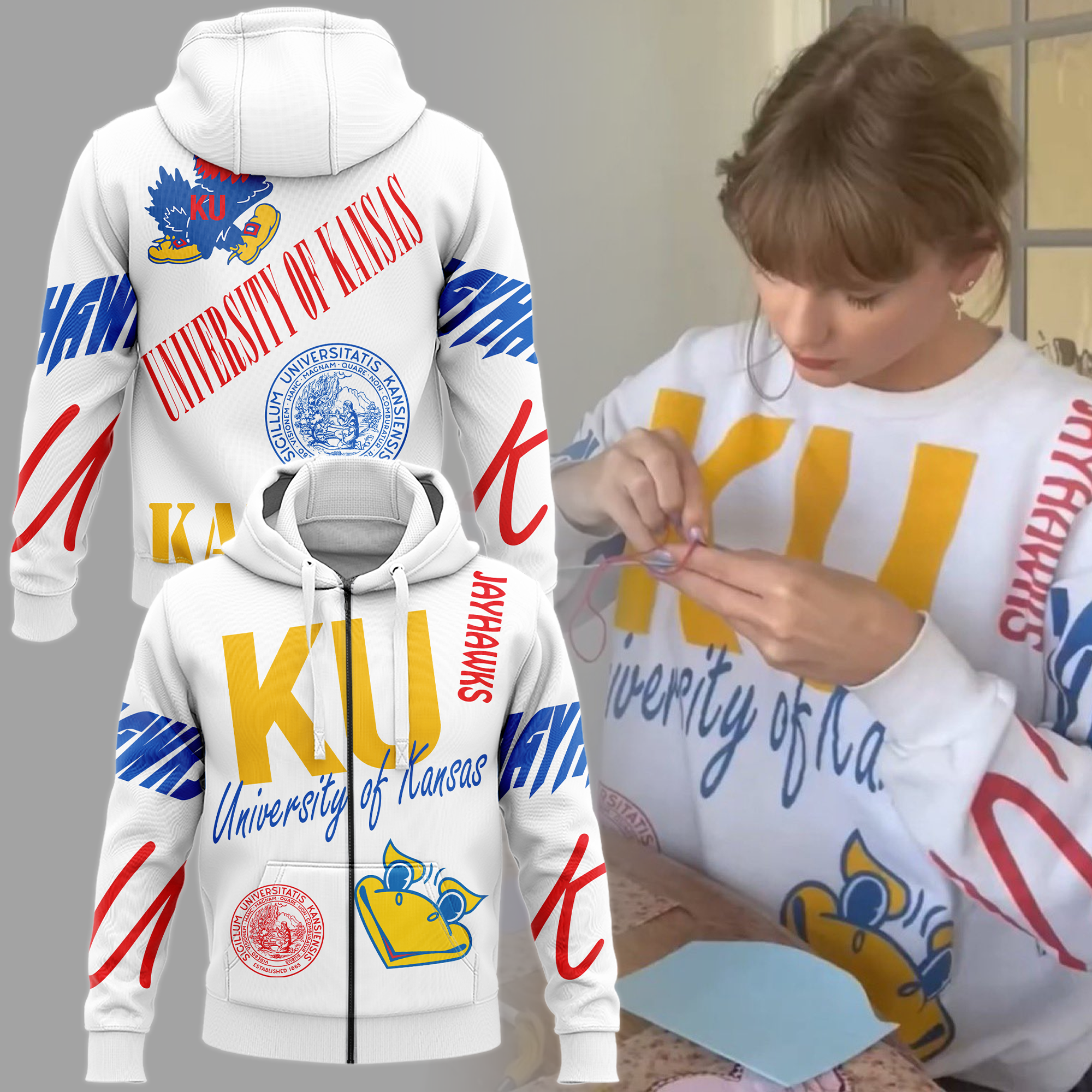 Taylor Swift University Of Kansas Zip Hoodie – Kansas Jayhawks - Famjoys Taylor Swift University Of Kansas Zip Hoodie – Kansas Jayhawks - Famjoys