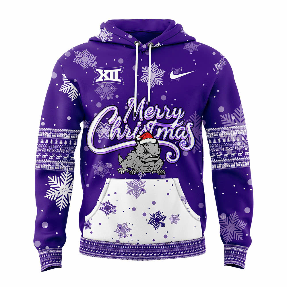 TCU Football Merry Christmas Premium Pullover Hoodie - Famjoys TCU Football Merry Christmas Premium Pullover Hoodie - Famjoys