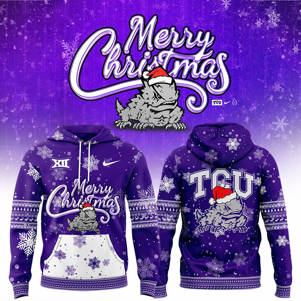 TCU Football Merry Christmas Premium Pullover Hoodie - Famjoys TCU Football Merry Christmas Premium Pullover Hoodie - Famjoys