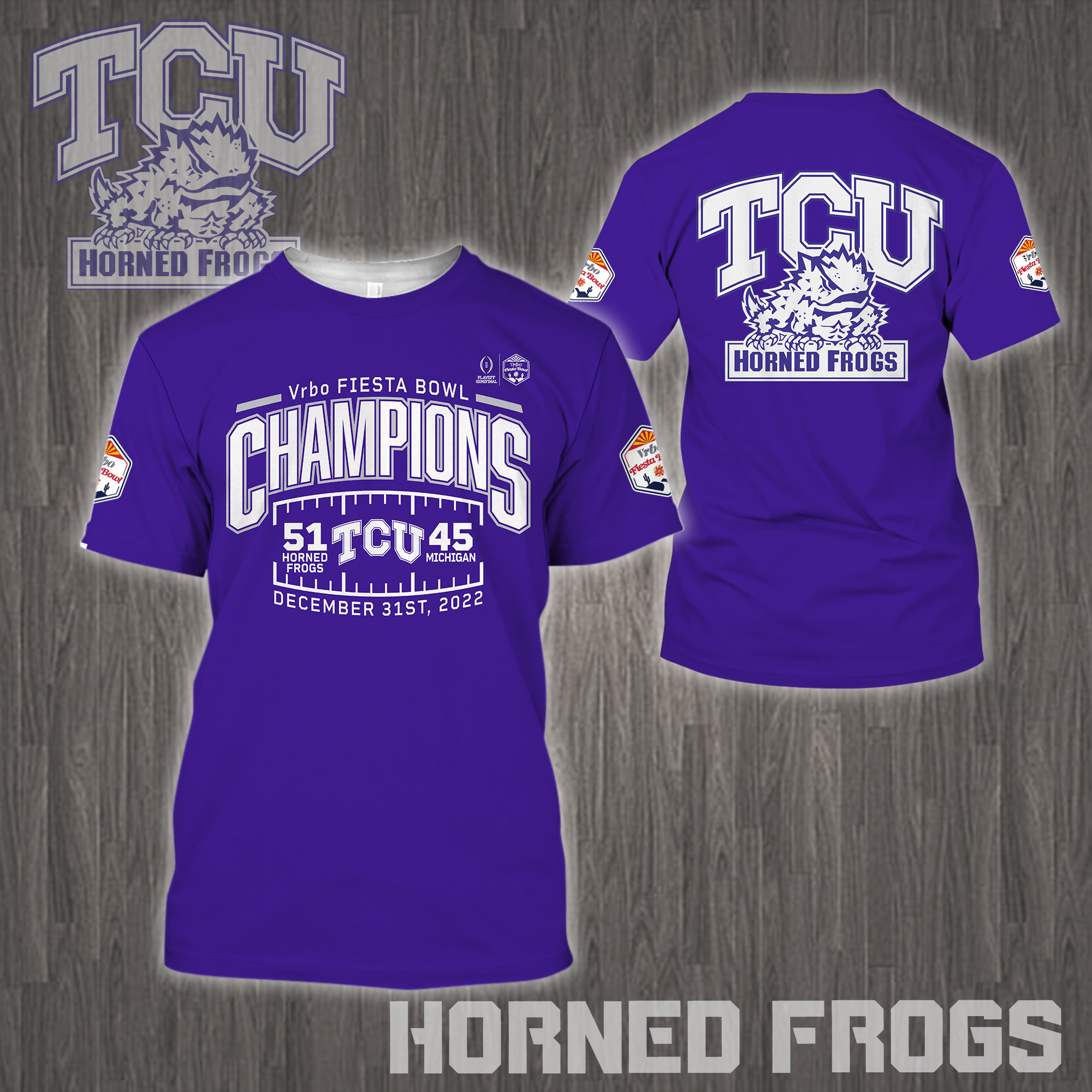 TCU Horned Frogs 2022 Fiesta Bowl Champions Shirts - Famjoys TCU Horned Frogs 2022 Fiesta Bowl Champions Shirts - Famjoys