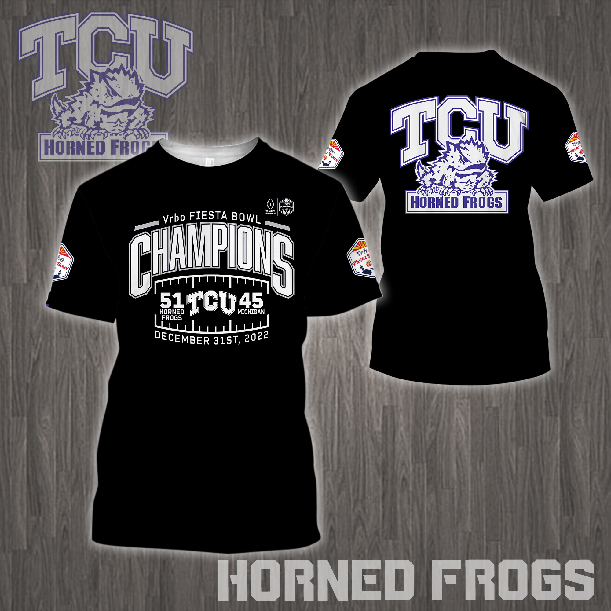 TCU Horned Frogs 2022 Fiesta Bowl Champions Shirts - Famjoys TCU Horned Frogs 2022 Fiesta Bowl Champions Shirts - Famjoys