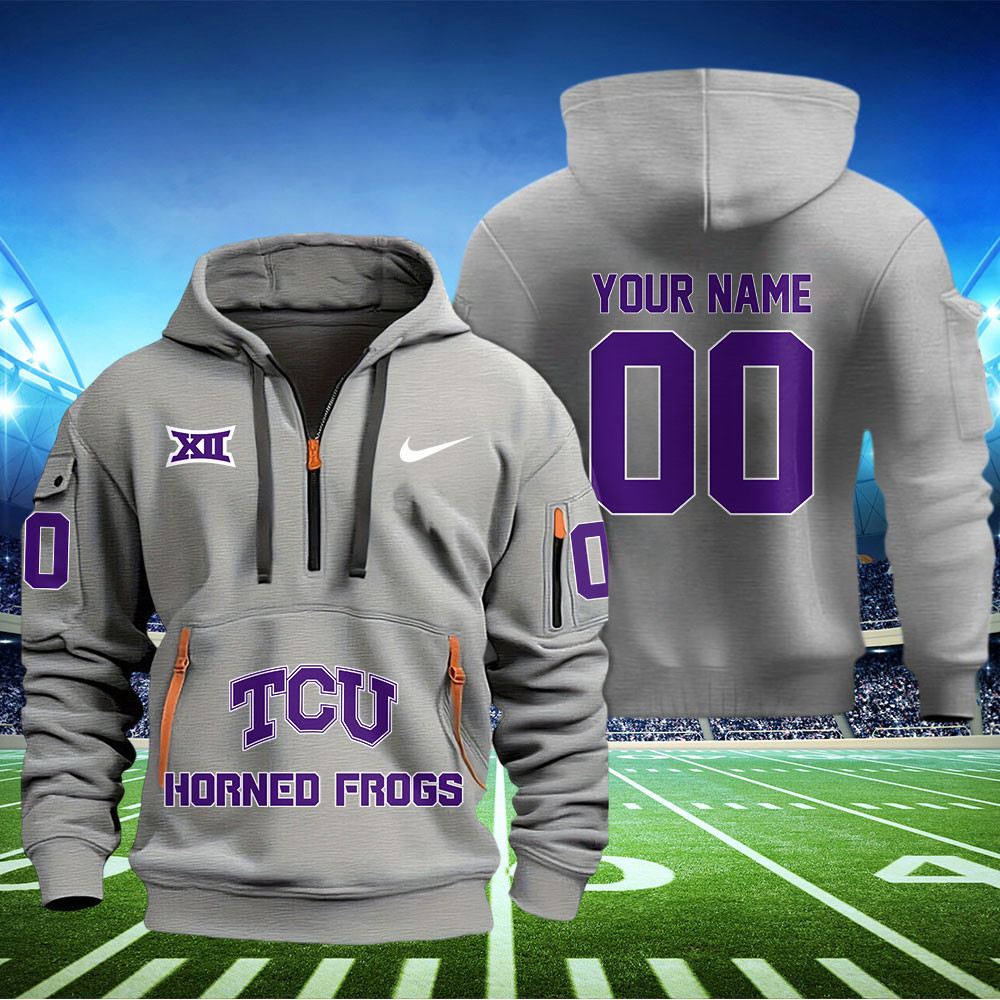 TCU Horned Frogs Football Quarter Zip Hoodie - Famjoys TCU Horned Frogs Football Quarter Zip Hoodie - Famjoys