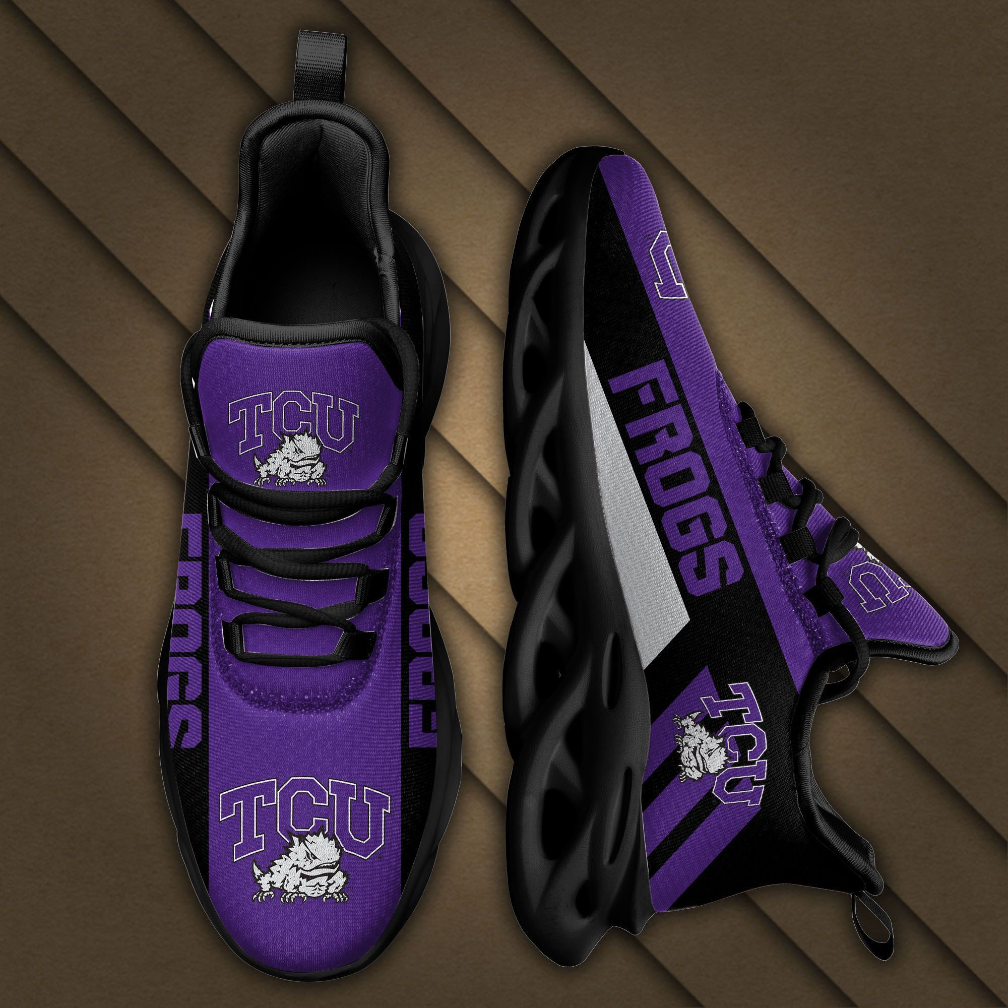 TCU Horned Frogs Max Soul Sneakers Shoes - Famjoys TCU Horned Frogs Max Soul Sneakers Shoes - Famjoys