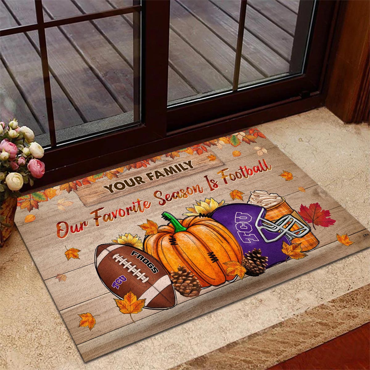 TCU Horned Frogs Our Favorite Season is Football Doormat - Famjoys TCU Horned Frogs Our Favorite Season is Football Doormat - Famjoys
