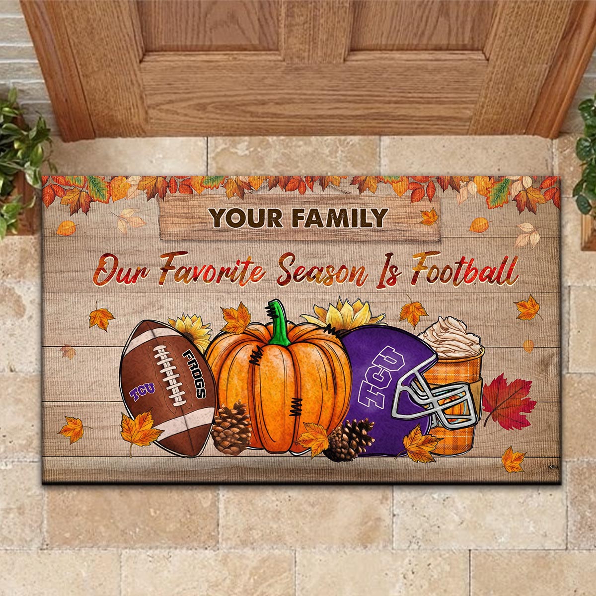 TCU Horned Frogs Our Favorite Season is Football Doormat - Famjoys TCU Horned Frogs Our Favorite Season is Football Doormat - Famjoys