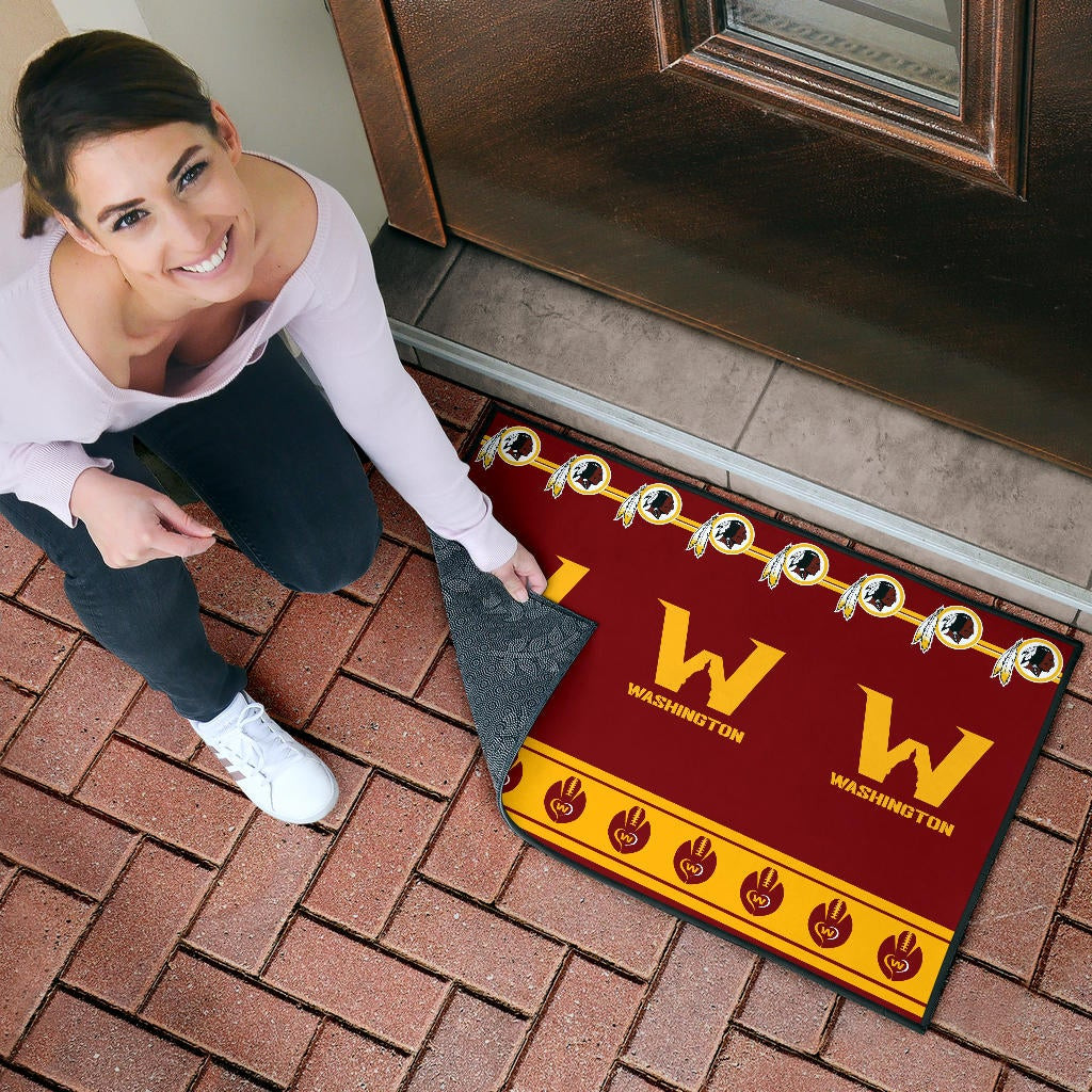 Team Door Mat - Washington W And Rugby Ball Patterns Door Mat - Famjoys Team Door Mat - Washington W And Rugby Ball Patterns Door Mat - Famjoys