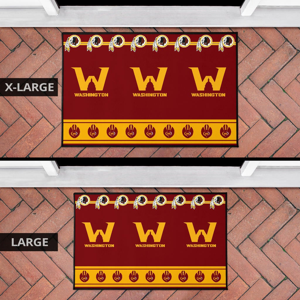 Team Door Mat - Washington W And Rugby Ball Patterns Door Mat - Famjoys Team Door Mat - Washington W And Rugby Ball Patterns Door Mat - Famjoys