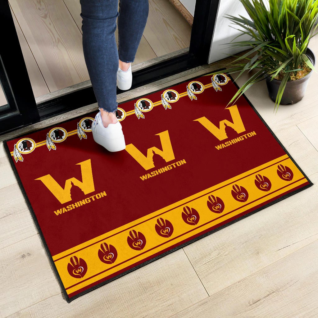 Team Door Mat - Washington W And Rugby Ball Patterns Door Mat - Famjoys Team Door Mat - Washington W And Rugby Ball Patterns Door Mat - Famjoys