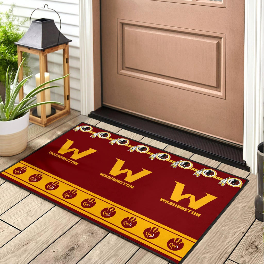 Team Door Mat - Washington W And Rugby Ball Patterns Door Mat - Famjoys Team Door Mat - Washington W And Rugby Ball Patterns Door Mat - Famjoys