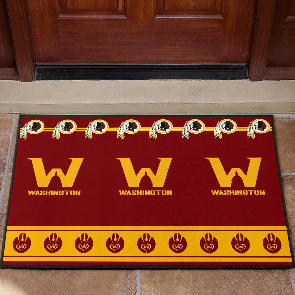 Team Door Mat - Washington W And Rugby Ball Patterns Door Mat - Famjoys Team Door Mat - Washington W And Rugby Ball Patterns Door Mat - Famjoys