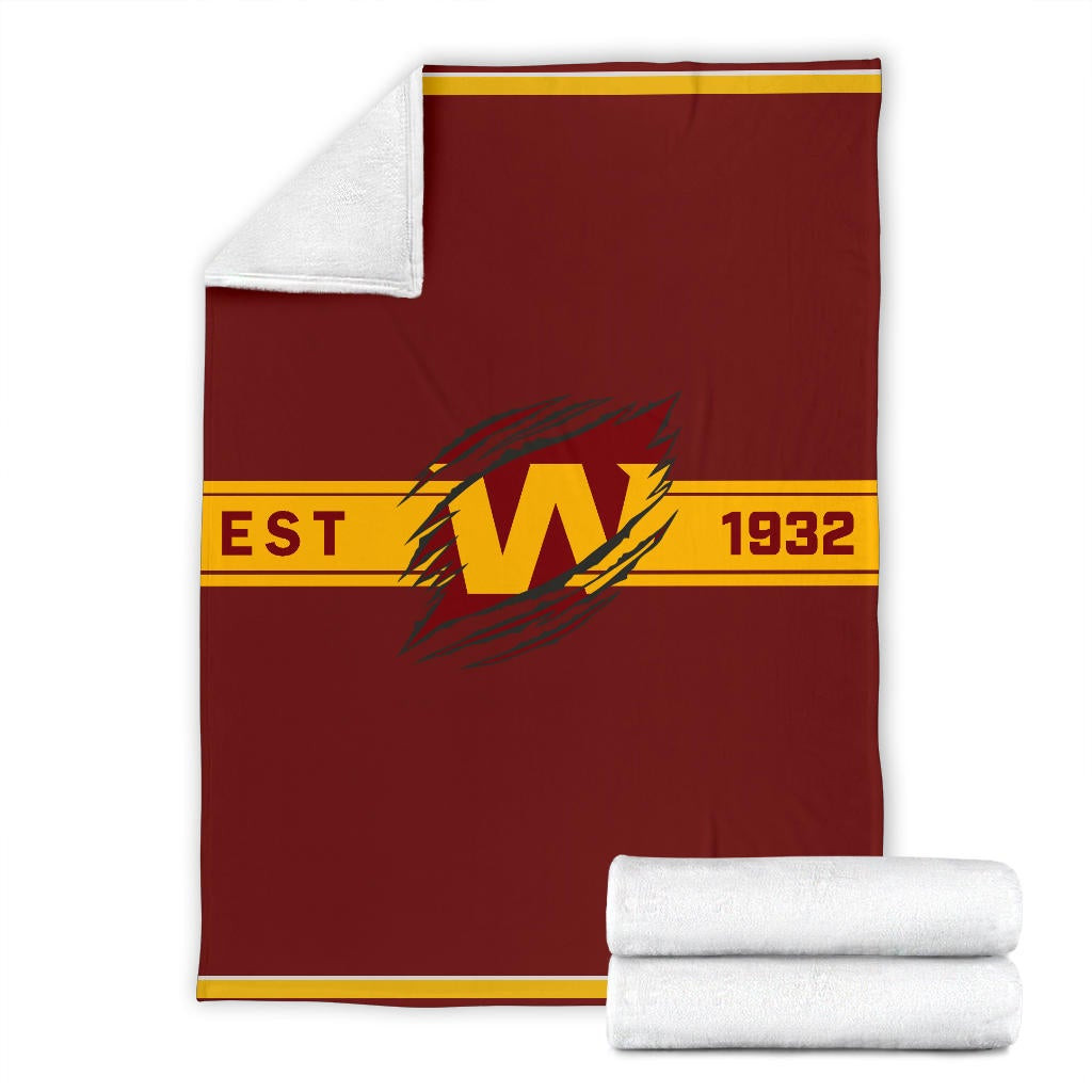 Team Fleece Blanket - Washington W Est 1932 Claw Fleece Blankets - Famjoys Team Fleece Blanket - Washington W Est 1932 Claw Fleece Blankets - Famjoys