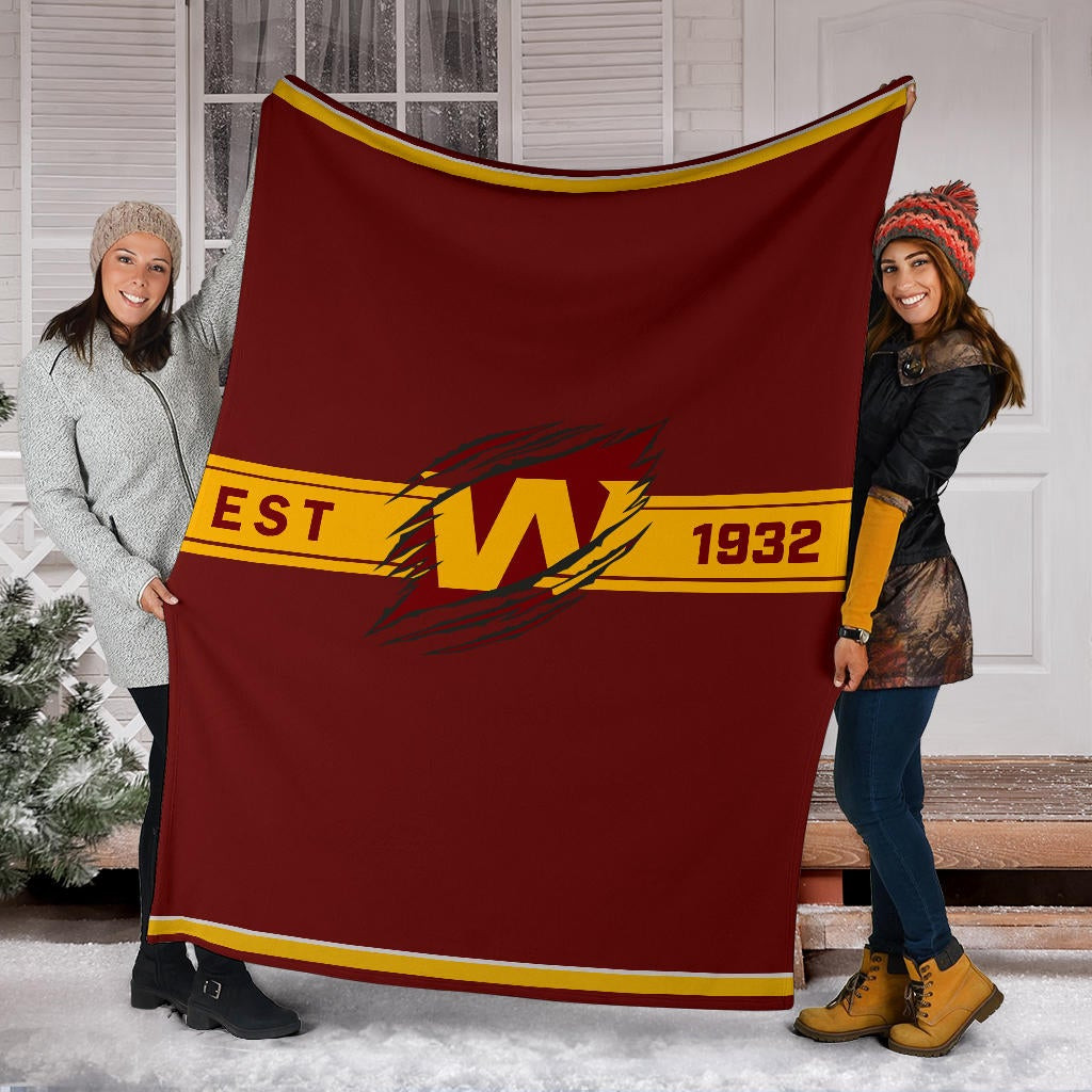 Team Fleece Blanket - Washington W Est 1932 Claw Fleece Blankets - Famjoys Team Fleece Blanket - Washington W Est 1932 Claw Fleece Blankets - Famjoys