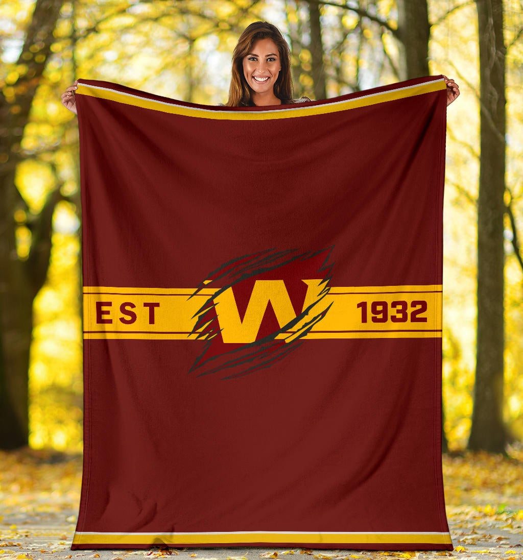 Team Fleece Blanket - Washington W Est 1932 Claw Fleece Blankets - Famjoys Team Fleece Blanket - Washington W Est 1932 Claw Fleece Blankets - Famjoys