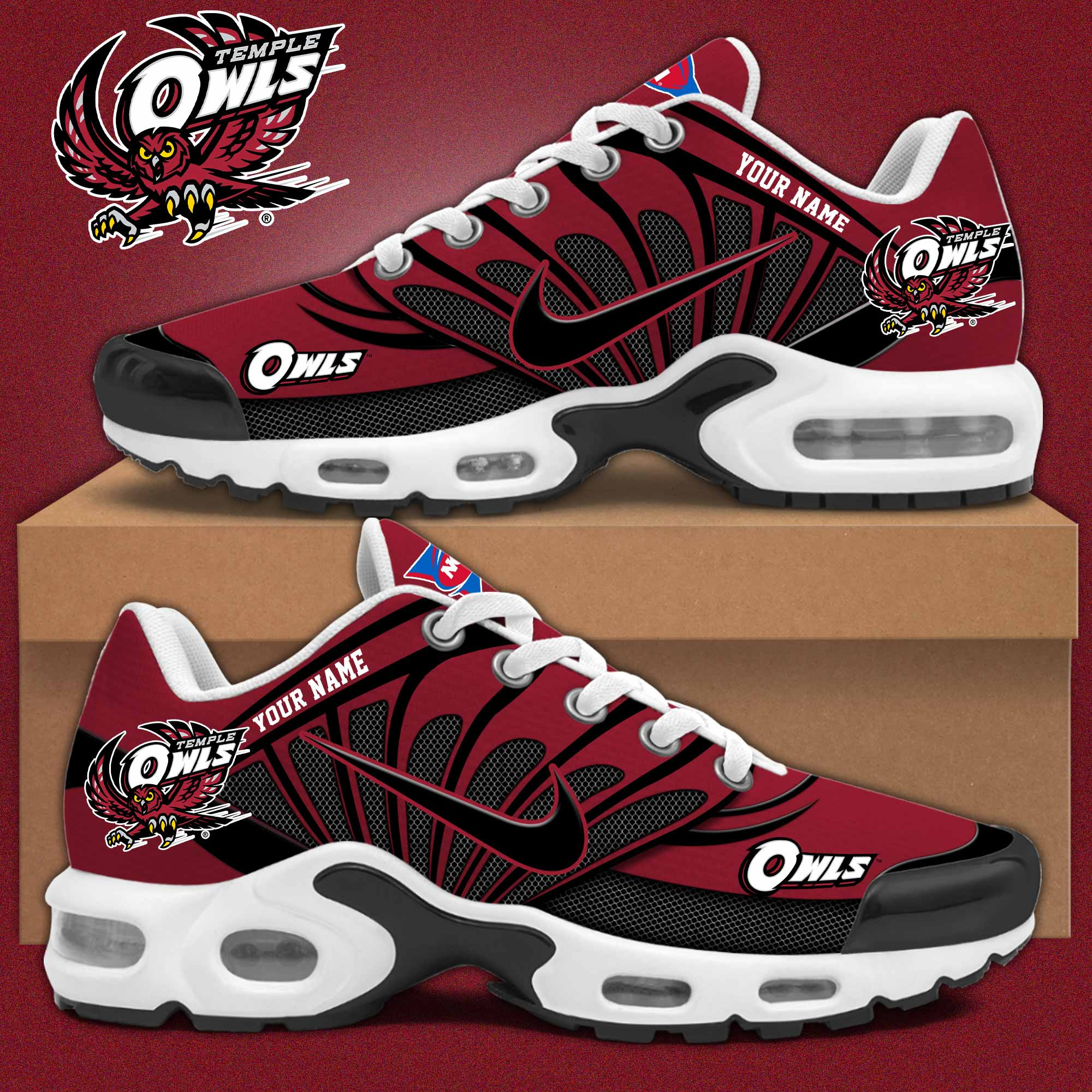 Temple Owls Personalized Shoes S516508 - Famjoys Temple Owls Personalized Shoes S516508 - Famjoys