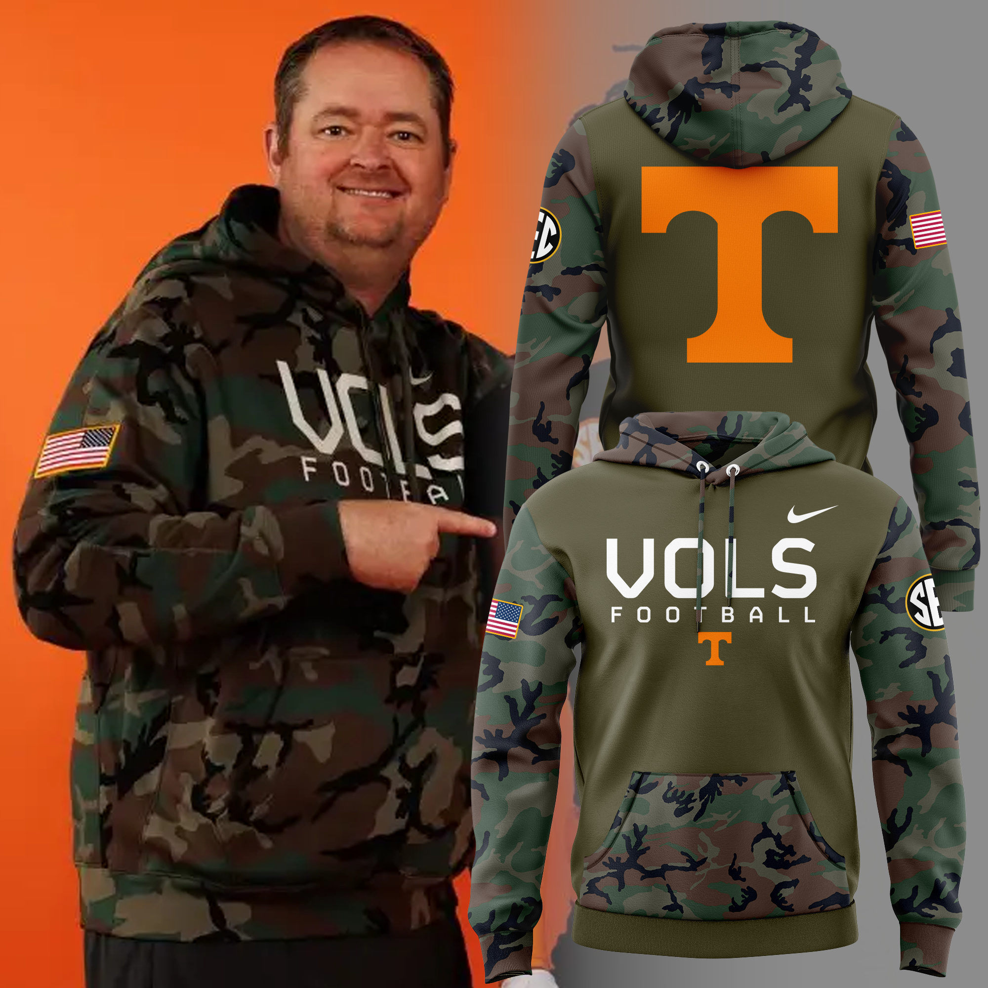 Tennessee Football Military Appreciation Hoodie - Famjoys Tennessee Football Military Appreciation Hoodie - Famjoys