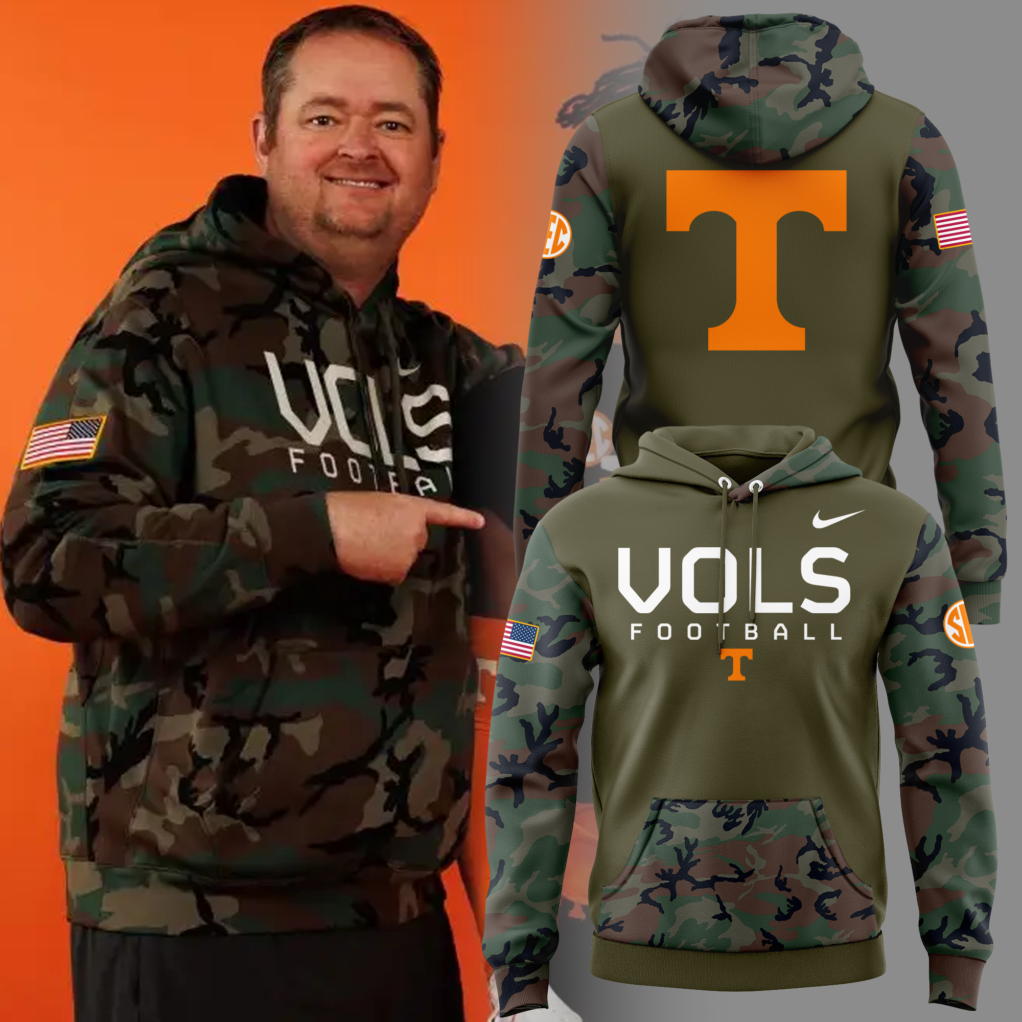 Tennessee Football Military Appreciation Hoodie - Famjoys Tennessee Football Military Appreciation Hoodie - Famjoys