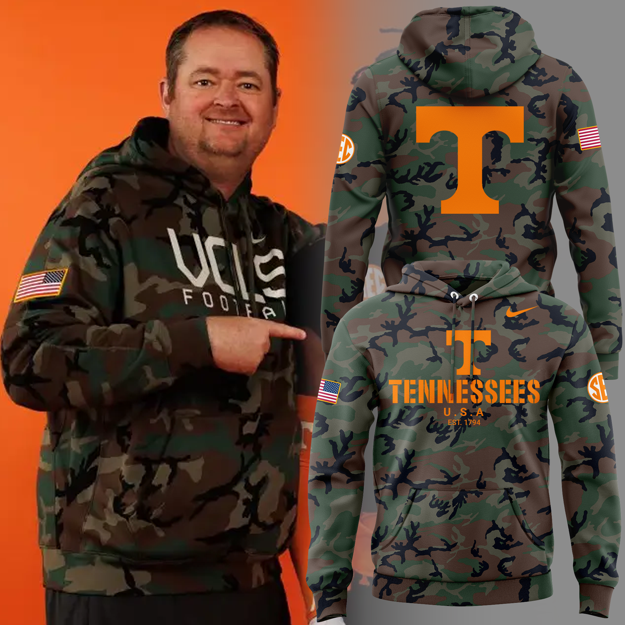 Tennessee Football Military Appreciation Hoodie - Famjoys Tennessee Football Military Appreciation Hoodie - Famjoys