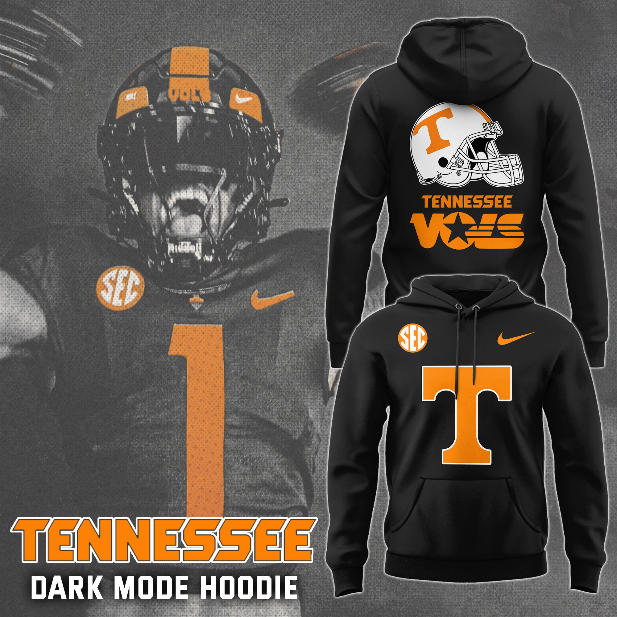 Tennessee Football Venom Dark Mode Vols Hoodie V3 - Famjoys Tennessee Football Venom Dark Mode Vols Hoodie V3 - Famjoys