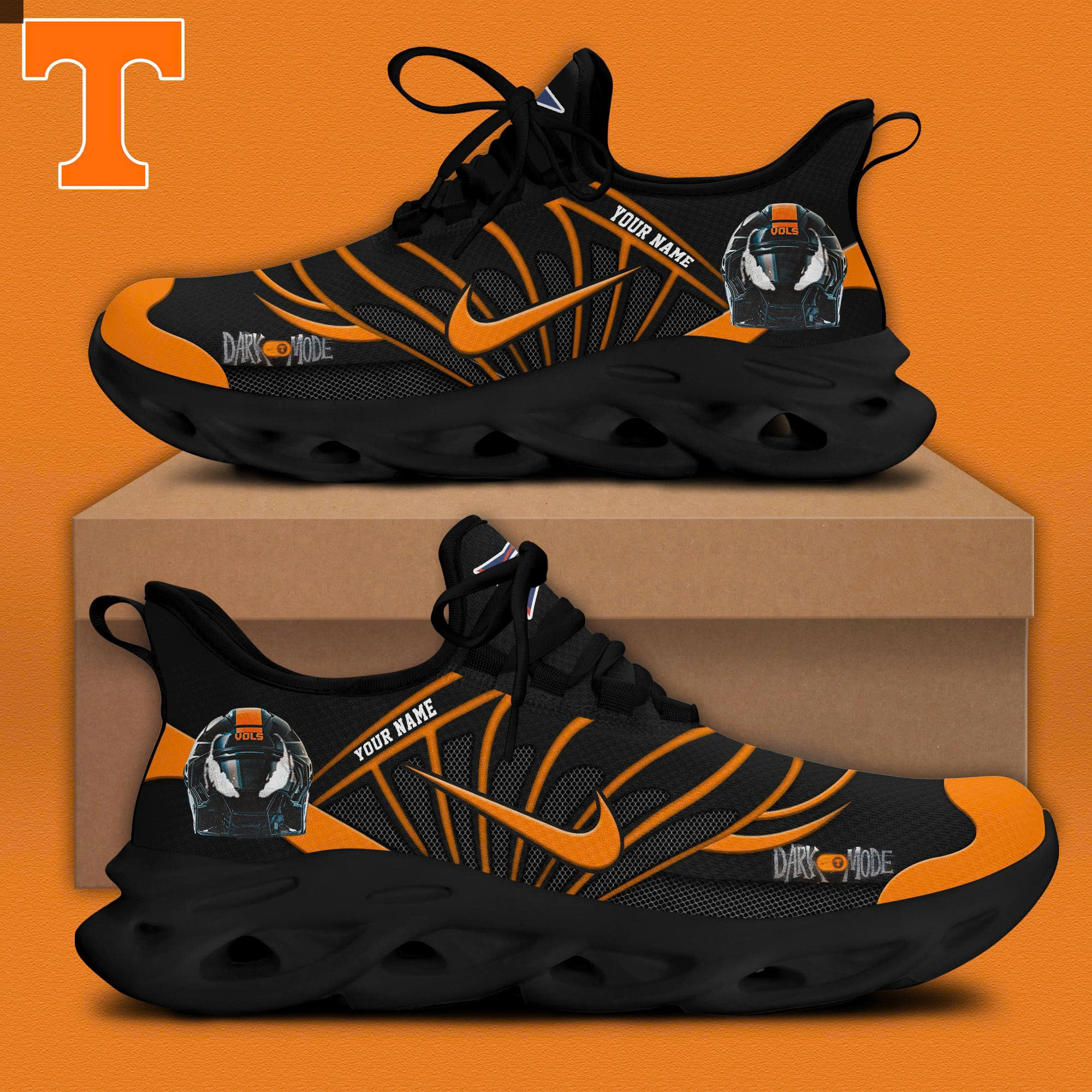 Tennessee Football Venom Dark Mode Vols Personalized Max Soul Shoes - Famjoys Tennessee Football Venom Dark Mode Vols Personalized Max Soul Shoes - Famjoys