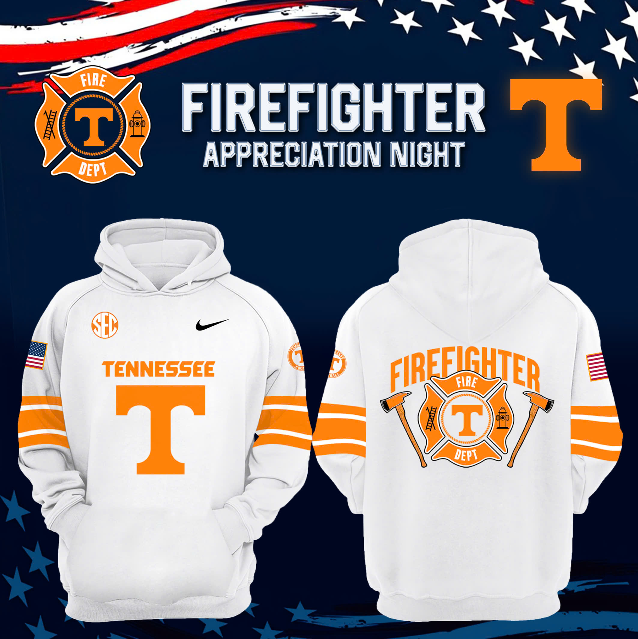 Tennessee Football x Firefighter Appreciation Night Premium Pullover Hoodie - Famjoys Tennessee Football x Firefighter Appreciation Night Premium Pullover Hoodie - Famjoys
