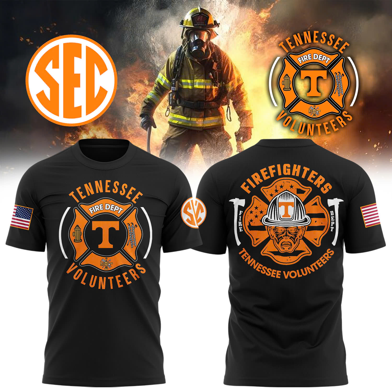 Tennessee Football x Firefighter Appreciation Night Premium Tee - Famjoys Tennessee Football x Firefighter Appreciation Night Premium Tee - Famjoys