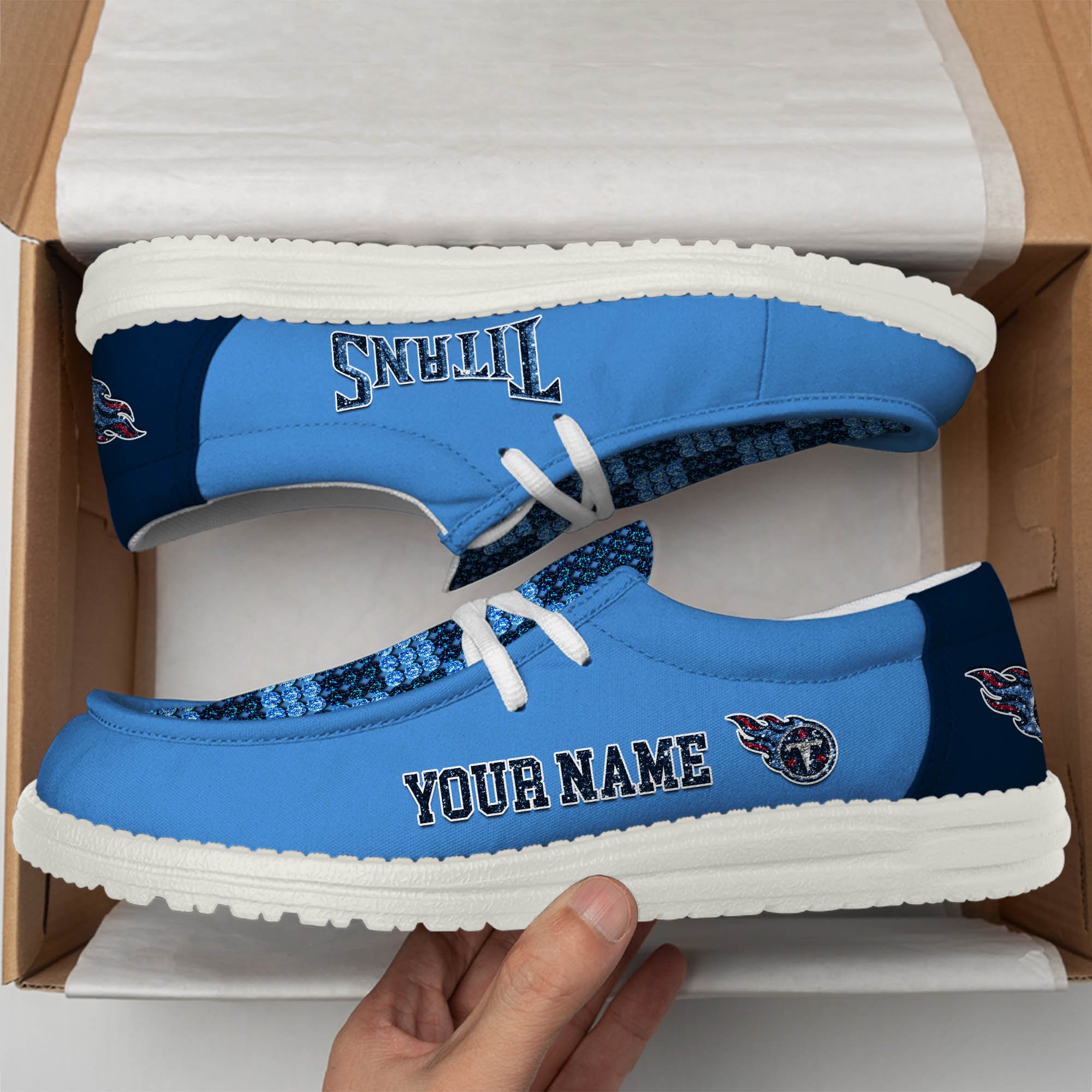 Tennessee Titans 32 Teams HeyDude Canvas Loafer Shoes Personalized Your Name - Famjoys Tennessee Titans 32 Teams HeyDude Canvas Loafer Shoes Personalized Your Name - Famjoys