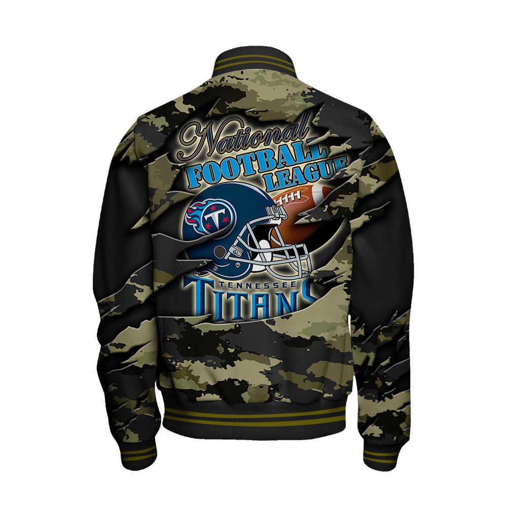 Tennessee Titans 49ers Black Camo Pattern National Football League Varsity Jacket - Famjoys Tennessee Titans 49ers Black Camo Pattern National Football League Varsity Jacket - Famjoys