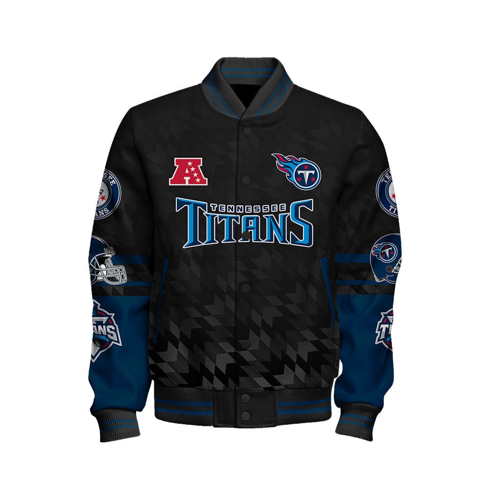 Tennessee Titans American Football Conference Unisex Varsity Jacket V12 - Famjoys Tennessee Titans American Football Conference Unisex Varsity Jacket V12 - Famjoys